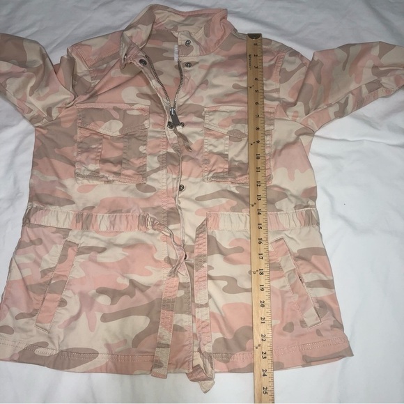 Gap Pink Camo Utility Jackets Size Small Beige Tie Waist Stretch Cotton - Picture 6 of 9